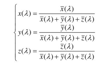 光谱色色品坐标计算式